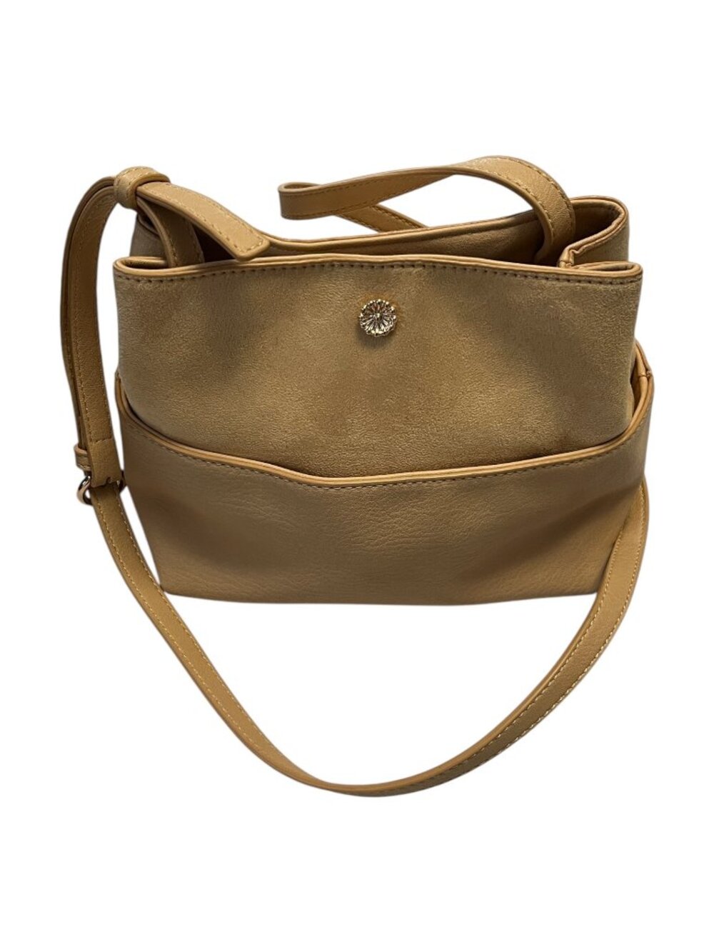 Lauren Conrad Taupe Faux Leather Crossbody Shoulder Bag Adjustable Strap